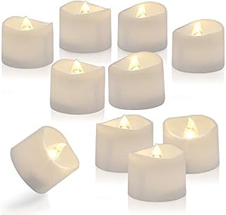 Homemory Set of 24 Timed Tealight Candles, Battery Operated Tea Candles, Flameless Flickering