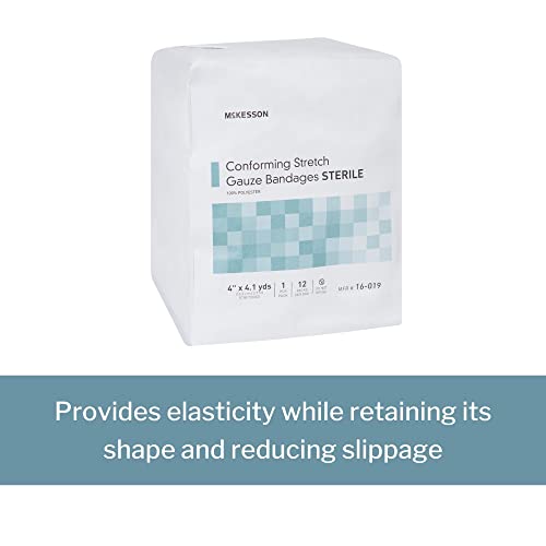 Mckesson Conforming Stretch Gauze Bandages, Sterile, 4 In X 4 1/10 Yd, 12 Count #TOP2