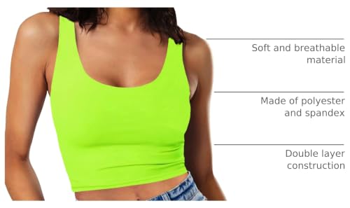 Image of Women's Sexy Sleeveless Crop Tops Double Layer Scoop Neck Cropped Tank Top