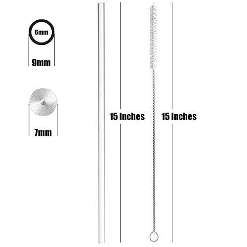 ALINK 15 inch Extra Long Reusable Clear Silicone Straws, 4-Pack Flexible Straws for 1 Gallon Water Bottle, Wine Bottle, 128 64 oz Tumbler with Cleaning Brush