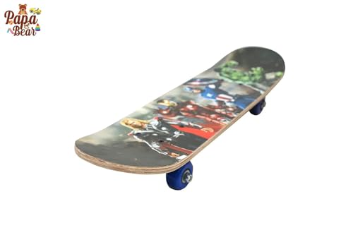 Image of BABAFAB Portable Handheld Lightweight Skateboard 24 inchX 6 inch Light Flashing 4 Wheels Mini Cruiser Skateboard, Beginners Longboard Suitable for Kids (Marvel Avengers)