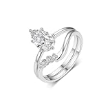 KnSam Anillo de solicitud de oro blanco Au 375/585/750, anillos de amistad clásicos con moissanita, anillos para parejas, 9 K/14 K/18 K, oro blanco, talla 47-65, Oro blanco de 18 quilates (750