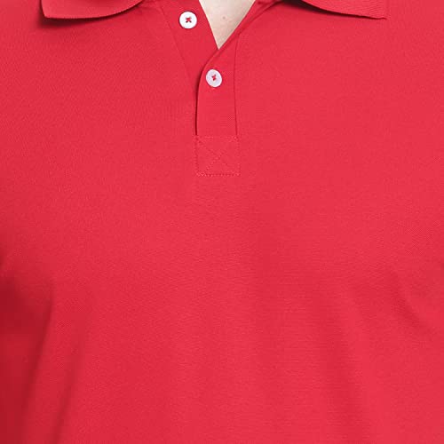 Image of Men's Poly Cotton-Matty Tshirt with Regular Fit Solid Pattern Half Sleeve Standard Length and Button Down Closure|Men's T-Shirts