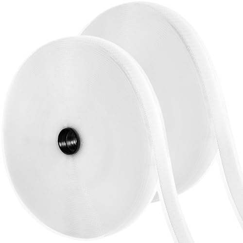 Image of ECOHomes (72 FT x 1 /2 Inch) Strips with Adhesive for Fabric, White | No Sew, Stick On for Fabric, Sticky Back for Clothes, Curtains, Heavy Duty, Double Sided Hook and Loop Hem Tape Fasteners