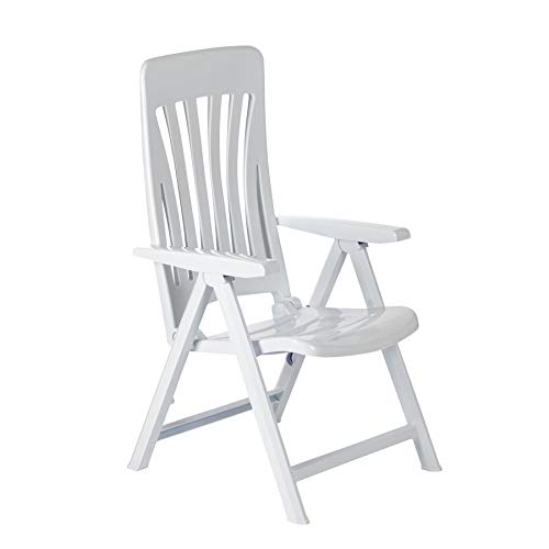 Resol Blanes Fauteuil de jardin pliable et multi-positions en plastique blanc