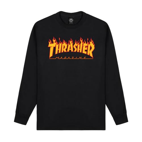 Amazon.com: Thrasher Flame Logo Long Sleeve T-Shirt Black Small