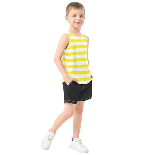 J JOYSAY Yellow Stripe Line Boys Tank Top Sleeveless Muscle Shirts Quick Dry Workout Active Sport Kids T-Shirts 3-15T4