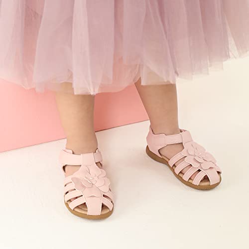 Image of DREAM PAIRS Girls Toddler /Little Kid Closed-Toe Flower Summer Dress Sandals Shoes
