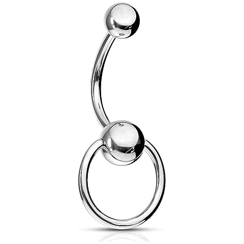 Pierced Owl 14GA 316L Stainless Steel Faux Captive Bead Ring Style Belly Button Ring Cover