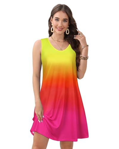 Image of CHICGAL Womens Summer Dresses Casual Sleeveless Loose T Shirt V Neck Sundress Swing Beach Cover Up with Pockets 2026