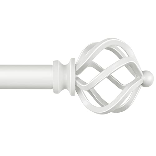 KAMANINA White Curtain Rod 32 to 58 Inch(2.6-4.8ft), Adjustable Curtain Rods for Windows 28 to 48 Inch, 3/4 Inch Splicing Drapery Rods with Twisted Cage Finial