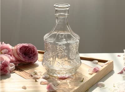 Vase en verre transparent en relief style rétro pour arrangement de fleurs maison