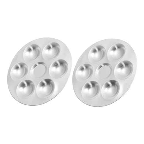 VILLCASE 2 Pcs Stainless Steel Calligraphy Pigment Trays Practical Painting Color Plates for Artists Students and DIY Art Projects