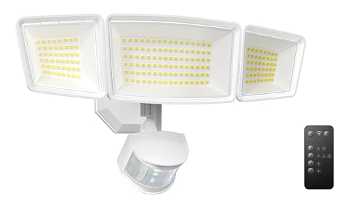 TECKNET 7500LM Motion Flood Lights Ourtdoor, 150LEDs 4 Working Modes Security Motion Sensor Outdoor Lights with Remote Control & IP66 Waterproof, Motion Lights for Outside Garage Yard Porch