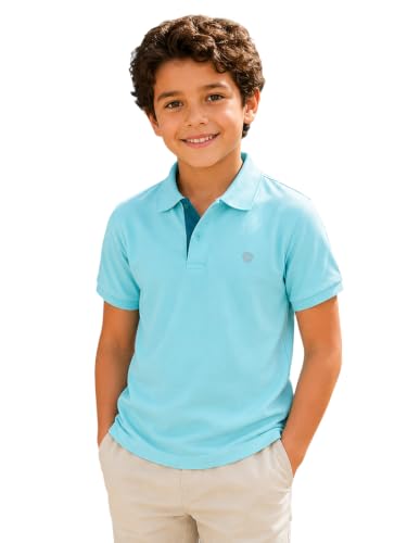 Image of Lux Cozi Boy's Polycotton Polo T-Shirt | Solid Collared Half Sleeve Tee for Kids | Soft Breathable Summer Wear | Casual Smart Polo T-Shirt | 3-14 Years