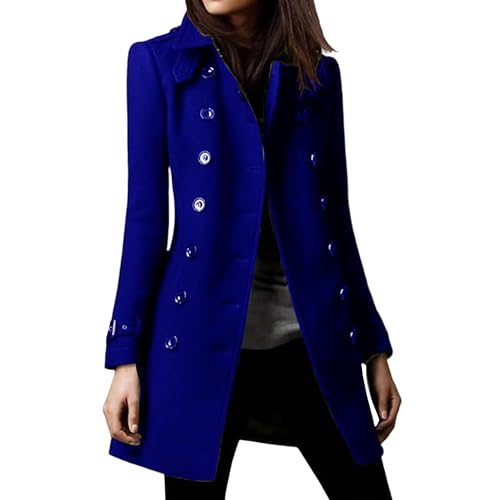 Manteau de laine femme d'hiver coupe trench de laine mélangée chic