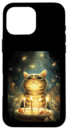 Cute Kawaii Cat Birthday Cake Candles Butterflies Magic �X�}�z�P�[�X iPhone 16 Pro Max �p