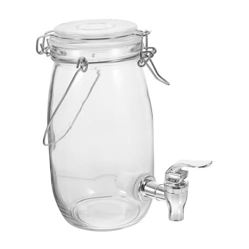 Ipetboom 1Pc Glass Juice Dispenser with Faucet Sealed Drink Barrel for Parties Convenient Beverage Spigot for Fresh Storage for Juice and Wine Serving Glass Construction