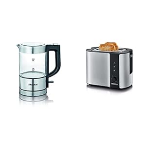 SEVERIN Mini Glas Wasserkocher, leistungsstarker und kompakter Wasserkocher, Wasserkocher mit Kalkfilter, edelstahl…