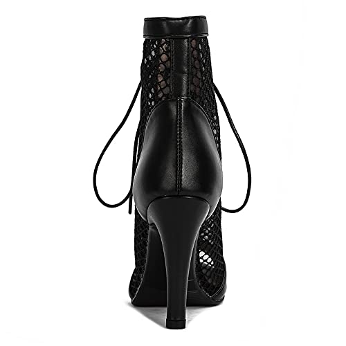 Ciuyurra Women Fashion Summer Mesh Booties Peep Toe High Top Sandals2