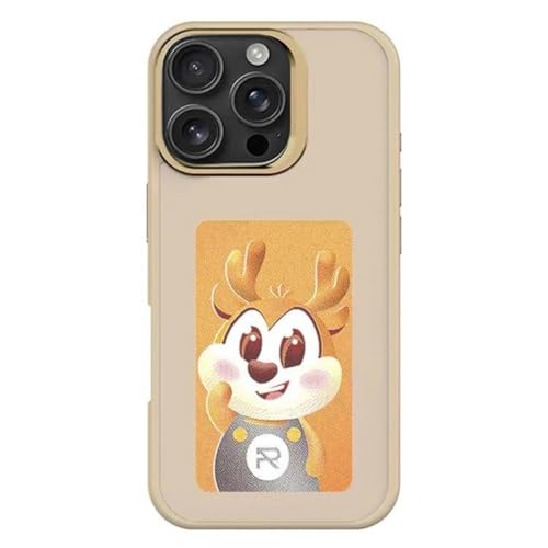 Image of TechTrendz Smart E-Ink Display Pattern NFC Case Customize Image Screen Display Photo in Mobile Phone Cover Compatible with iPhone 16 Pro Max - Golden