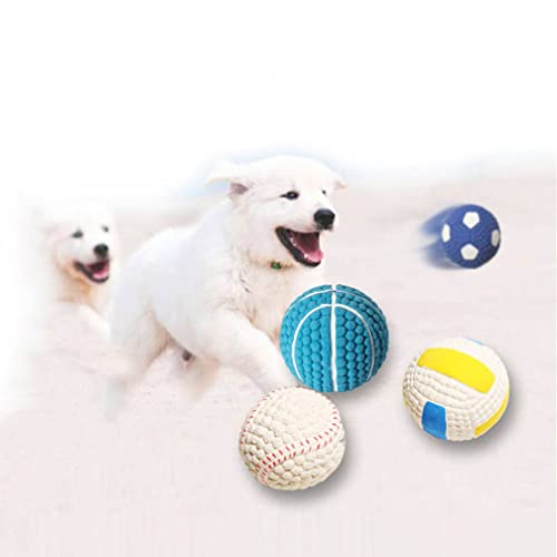 Pacote com 4 brinquedos macios para cães de estimação, bolas de brinquedo para cães com barulho, bol