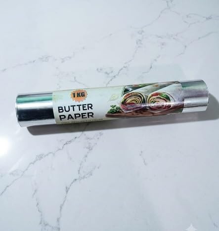 Butter Paper and Silver Foil 2 in 1 Roll, 1 KG | Food Wrapping, Dual Purpose Roll, For Burgers & Wraps, Grease Resistant, Kitchen Use-image-25