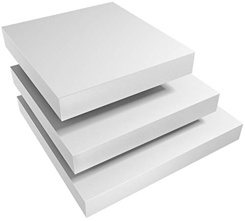 Sorbus Wall Mount Corner Shelves, Square Hanging Wall Shelves Decoration, Perfect Trophy Display, Photo Frames, Home Décor, Set Of 3 (3-Piece Square Set - White) #TOP4