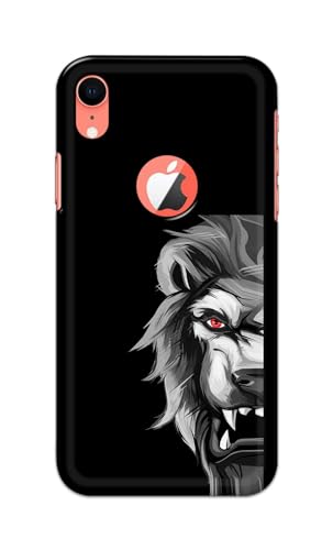 Image of PRINTFIDAA Printed Hard Back Cover Case for Apple iPhone XR Logo View Back Cover (Angry Lion) -112