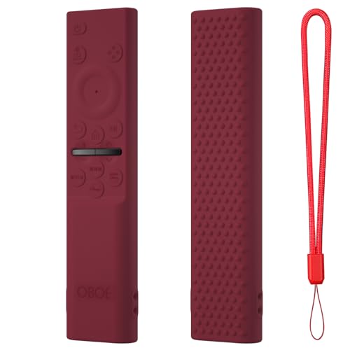 Image of OBOE Samsung QLED TV Remote Cover - Silicone Full Wrap Protective Case with Loop (H-Wine Red) - Compatible with Samsung Smart TV Remote BN59-01311