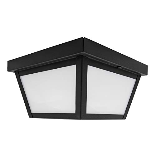 Maxxima Led Outdoor Porch Ceiling Light Fixture, 9" Black Porch Light With Frosted Lens, 1,000 Lumens Warm White 3000K, Entry Outdoor Light #TOP3