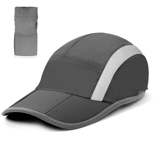 Folding Baseball Cap UPF50+ Collapsible Running Man Hat, Waterproof Sun Protection Cap Quick Dry Sport Cap Adjustable Breathable Sun Hat Visor