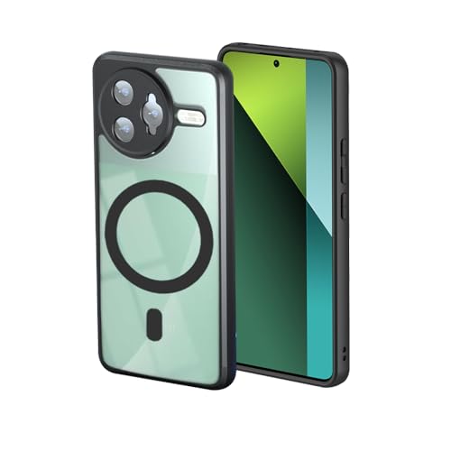 For Xiaomi POCO F7 Ultra 用 ケース 透明のデザイン 耐衝撃 傷に強い背面 マグネット搭載 Magsafe対応 クリアブラックケース 米軍MIL規格取得 ハイブリット TPUバンパー PCマイクロドット加工 黄ばみなし 指紋防止-ク