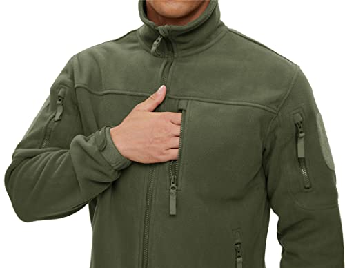 Winter Warm Work Coats Men's Full Zip Tactical Fleece Jacket Outdoor Hiking Training W/Zipper Pocket3