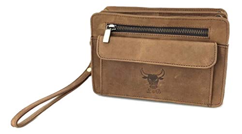 Borsa da polso in vera pelle di bufalo, stile