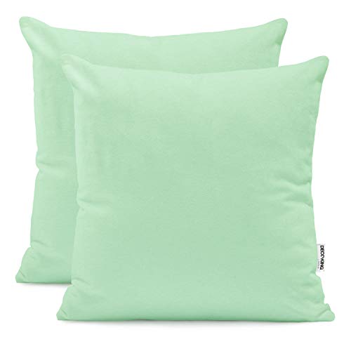DecoKing 2 pillowcases 80 x 80 cm jersey cotton zip mint amber, 80 x 80 *2