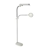 OttLite W9437T Easy View 18-Watt Floor Lamp with 3X Optical-Grade Magnifier, Dove Grey