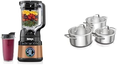 Mixeur Ninja TB301EUCP et set de 3 marmites EverClad en acier précieux