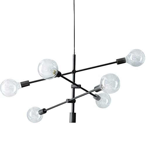 Chandelier Mid Century Spoutnik avec 6 lumières multidirectionnelles pour grand salon moderne