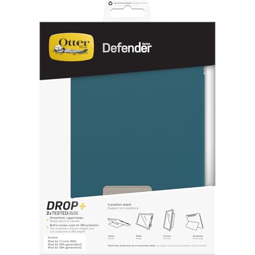 Image of OtterBox Defender Case for iPad Air 11 inch (M2 /M3 /M4) & iPad Air 10.9 inch (2022 /2020), Shockproof, Ultra-Rugged Protective Case with Built in Screen Protector, 2X Tested to Military Standard, Blue