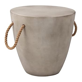 Alternative view of SUNBURY Outdoor End Table Concrete Side Table, Outdoor Side Table for Patio,17" Outdoor Accent Table w Hemp Rope, Patio Side Table End Table，Ceramic Side Table Garden Stool Log Table