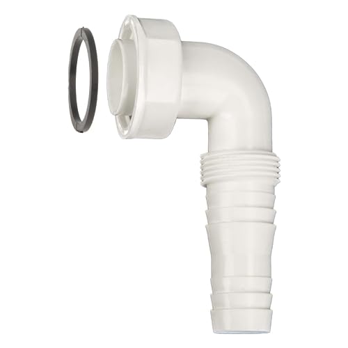 Schläfer | 655809 Raccordo Lungo a Gomito 1 con Curva 90 Gradi per Sifone da Incasso, Compatibile con Scarico Lavatrice e Lavastoviglie, Tubo Portagomma Ø 19-23,5mm (3/4), in Plastica Bianca