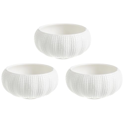 3 cuencos de cerámica tazón erizo de mar cuencos blancos cuencos de especias de porcelana cuencos de especias para la cocina pequeña mezcla aperitivos cuencos de cocina mar mini tazón de pudin de