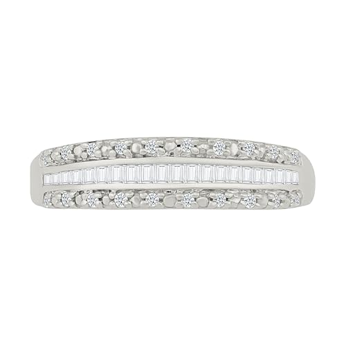 DGOLD 10KT White Gold Baguette and Round Diamond Fashion Ring (1/4 cttw)2