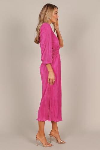 Image of Petal & Pup Women's Pontee One Shoulder Pleated Midi Dress