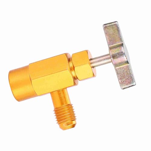 Válvula de bronce para refrigerante AC Greensen con cuerpo de aluminio, rosca SAE 1/4", compatible con R134a y R12, con válvula de seguridad integrada miniatura 2