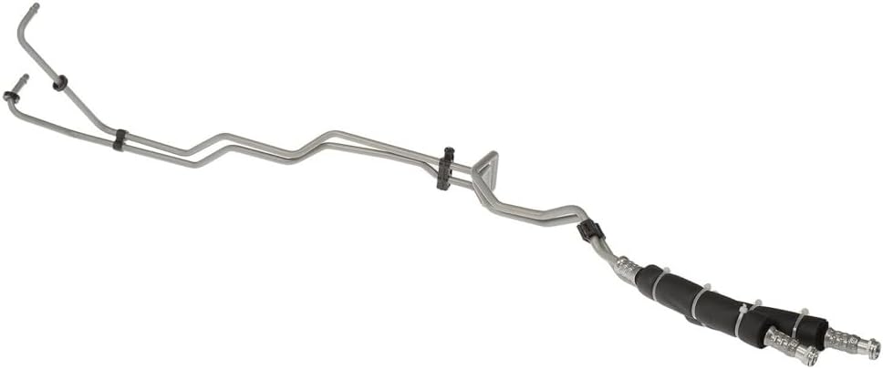 KarParts360 For Ram 1500 2011 2012 Transmission Oil Cooler Return Line | Natural Housing | Metal; Rubber | Black | Straight Hose | Quick Disconnect End 1 and 2 | Replacement For 55057191AA, 55057191AB