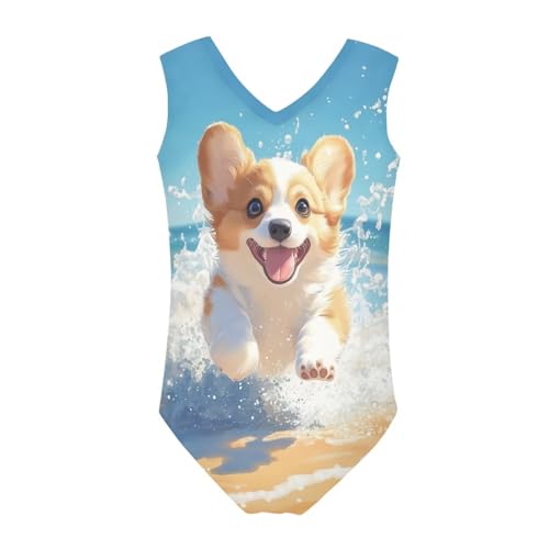 Yzaoxia Girls Swimsuits One Piece Swimsuit for Kids Sleeveless Bathing Suit V Neck Swimwear 3-14Y2