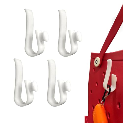 4 Pack Hooks Accessories for Bogg Bags, Insert Cup Holder Connector Key Holder Mask Holder for Bogg Beach Tote Bag - White