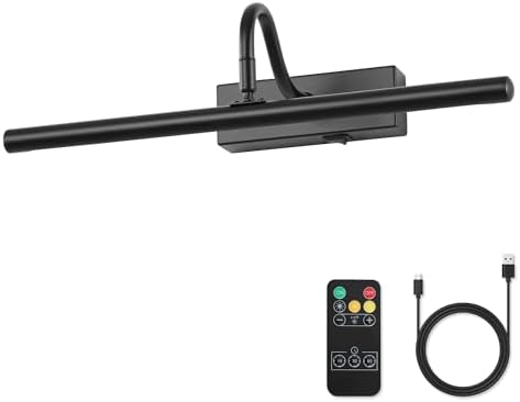 Picture Light,10000mAh Picture Lights for Wall with Remote,15.75 inch Art Light for Paintings, Gallery Lighting for Photo,Mirror,Artwork Frame,Portrait(Black)